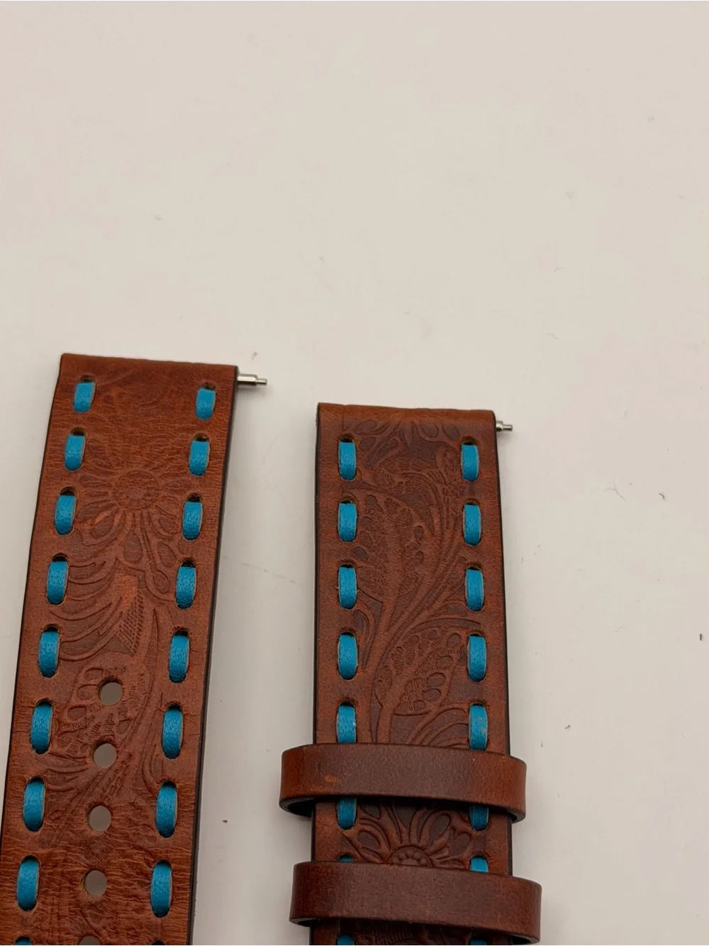 Wagner Brown Leather Band, excellent, Metal Buckle, Blue Stiching